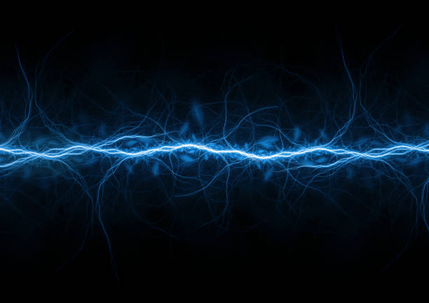 istock Blue fractal lightning background, electrical abstract 1342281678