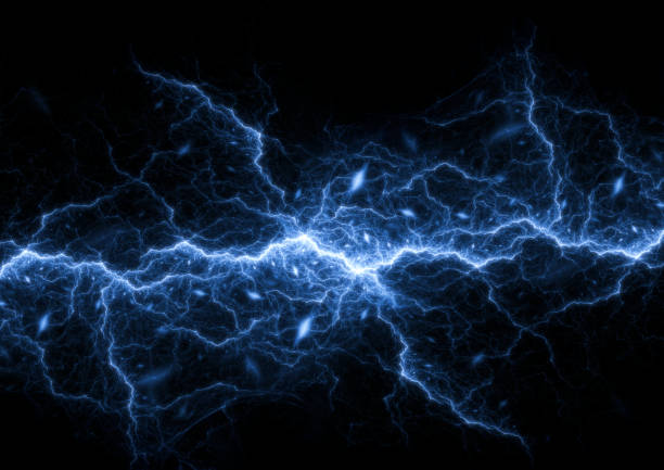 istock Blue fractal lightning background, electrical abstract 1342281680