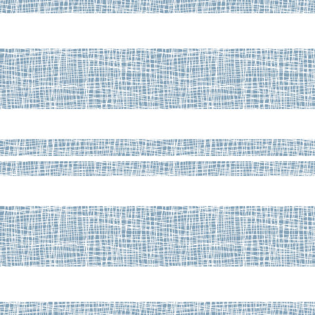 Burlap textured stripe vector seamless pattern background. Horizontal wide narrow stripes with coarse linen weave. Delft blue and white elegant design. Country cottage farmhouse style duotone repeat Burlap textured stripe vector seamless pattern background. Horizontal wide narrow stripes with coarse linen weave. Delft blue and white elegant design. Country cottage farmhouse style duotone repeat. gauze stock illustrations