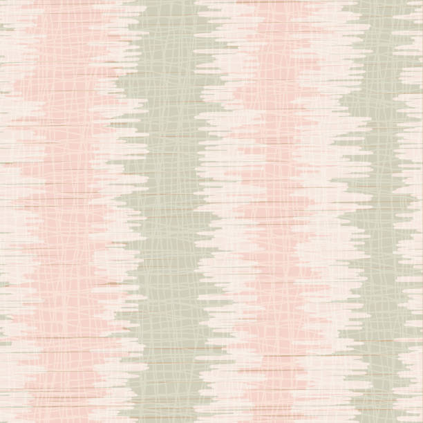 Shibori style striped vector seamless vector pattern background. Scribbled vertical stripes backdrop in pastel pink with burlap texture. Blended weave repeat. Simulated batik effect geometric design. Shibori style striped vector seamless vector pattern background. Scribbled vertical stripes backdrop in pastel pink with burlap texture. Blended weave repeat. Simulated batik effect geometric design all over pattern stock illustrations