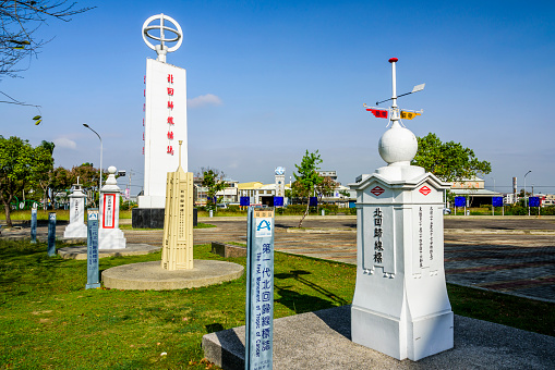 Chiayi, Taiwan- March 21, 2018: The symbolic monument of the Tropic of Cancer in Chiayi, Taiwan.