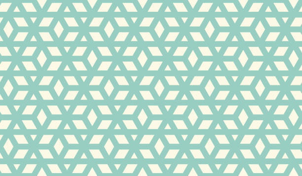 bezszwowy geometryczny wzór wektorowy - hexagon backgrounds mesh green stock illustrations