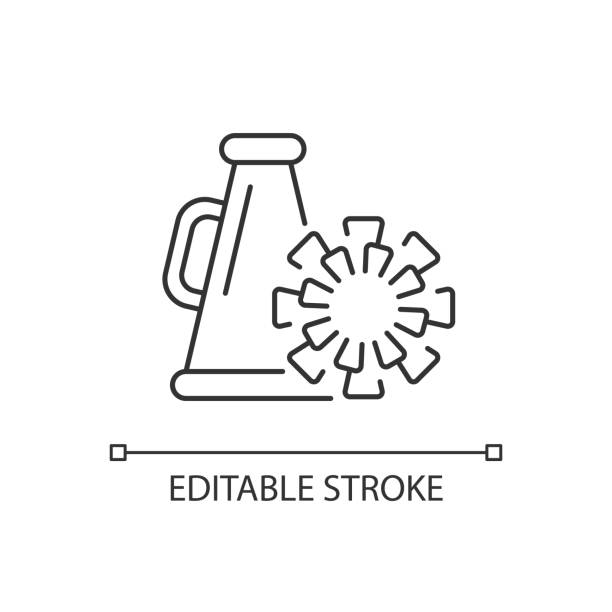 Cheerleading linear icon Cheerleading linear icon. Megaphone, pom-poms. Sport team support group. Dance perfomance. Thin line customizable illustration. Contour symbol. Vector isolated outline drawing. Editable stroke teamwork slogan stock illustrations