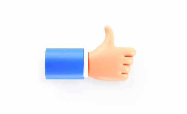 istock Like Concept - Cartoon Style Human Hand With Thumbs Up Gesture On White Background 1342293052