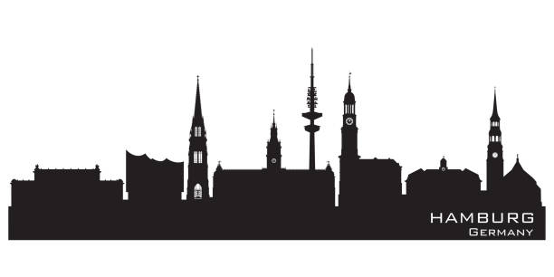 hamburg germany city skyline silhouette - hamburg stock illustrations