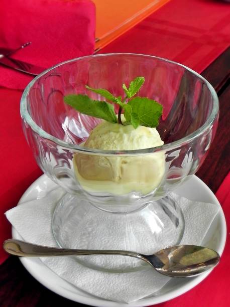 istock Ice-cream in Bowl on Red 1342296853