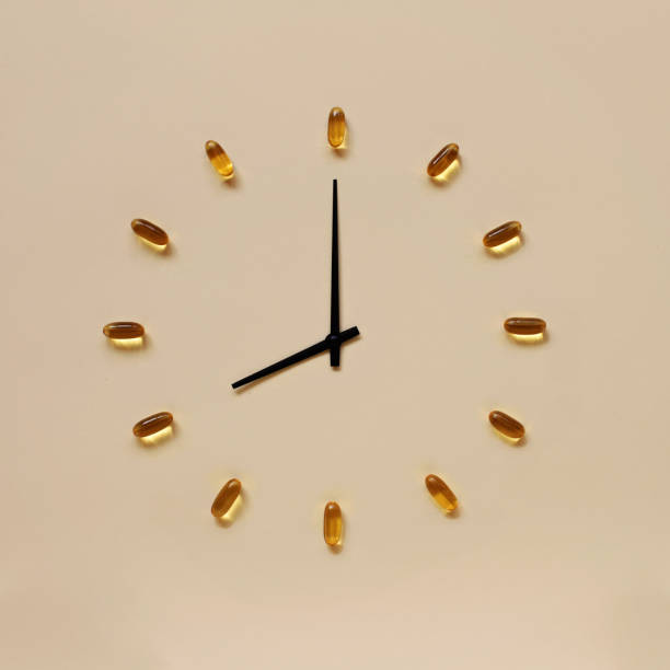Yellow pills and black indicators placing like clock face