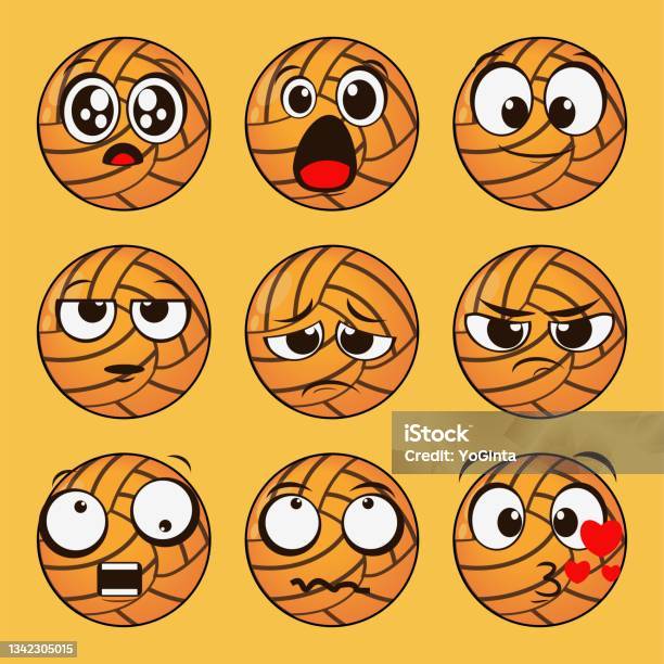 Cute Basketball Head Character Cartoon Kawaii Expression 2 Stock Vector - Illustration of sport, basket: 244854840