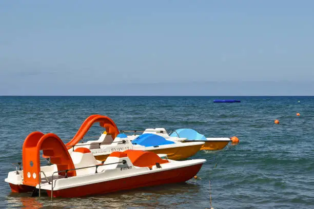 A pedalo, pedalboat or paddle boat is a human-powered watercraft propelled by the action of pedals turning a paddle wheel.