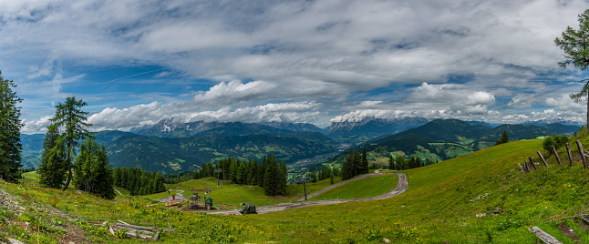 Austria mountains near Sankt Johann im Pongau in cloudy summer day