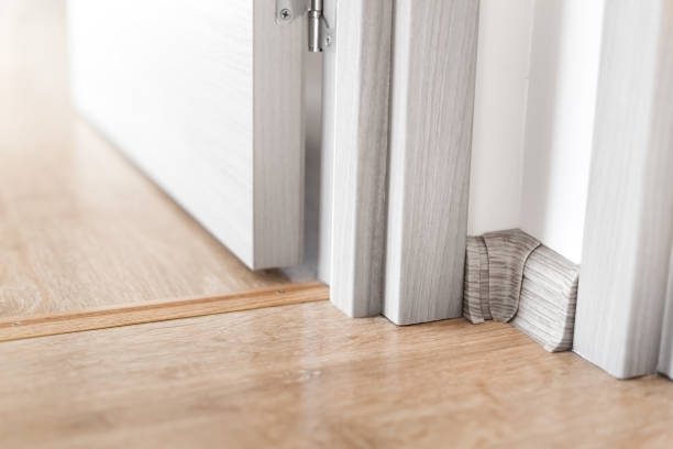 istock Room indoors. Hinge, jamb and plinth near doorway at the flat 1342316708