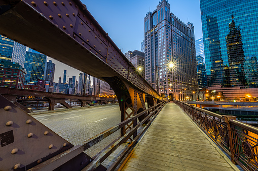 The Chicago Riverwalk at Daybreak