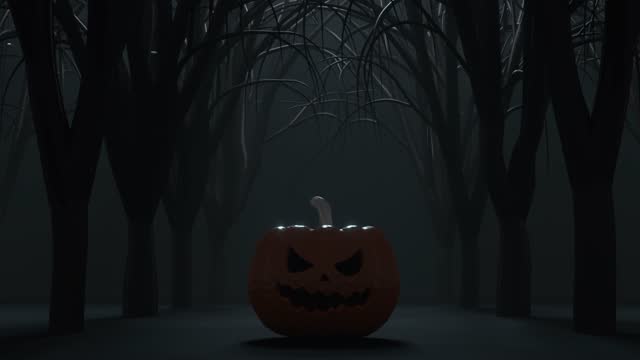 Spooky Halloween Background with Pumpkin in Dark in 4K Resolution