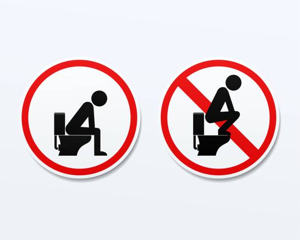istock No, and permit toilet sign. Dont step on the toilet seat. 1342336133
