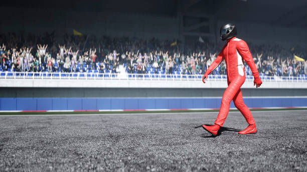 istock The racer walking on stadium. 3d rendering. 1342350930
