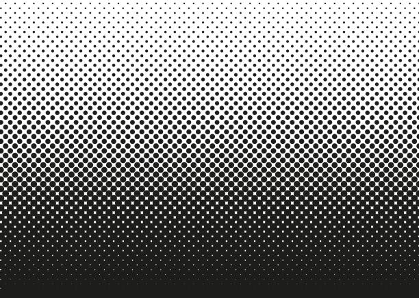 ilustrações de stock, clip art, desenhos animados e ícones de half tone horizontal pattern. pop art dots background. vector illustration. - halftone pattern spotted toned image pattern