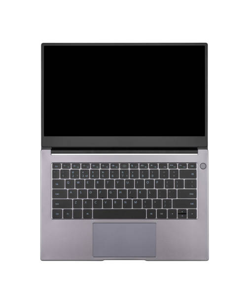 istock black mock up on an open laptop screen isolated on a white background top view 1342357351