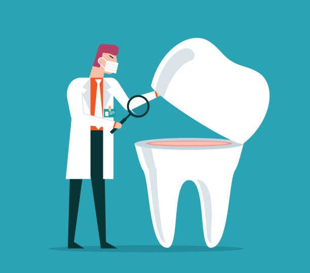 Dental Care - Magnifying Glass Dental clinic stock illustration tooth enamel stock illustrations