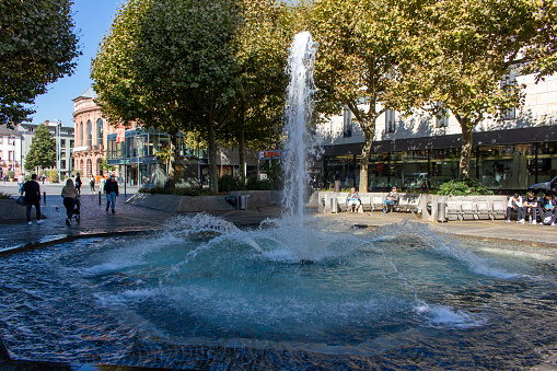 Lyon, France:  The fountain at Place des Jacobins, a 16th century square in the Presqu’ile district within the UNESCO World Heritage zone.