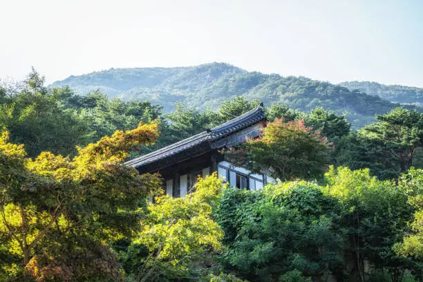 a small temple building in Mureung valley in Donghae, South Korea