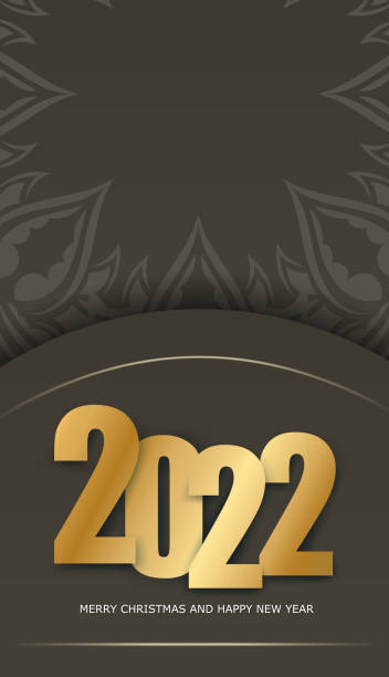 istock Template Greeting Brochure 2022 Merry Christmas Brown Color Vintage Light Pattern 1342372233