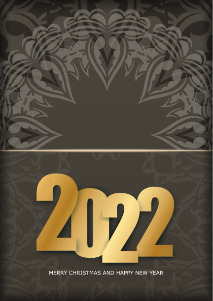 istock 2022 postcard merry christmas and happy new year brown color with abstract light pattern 1342373042