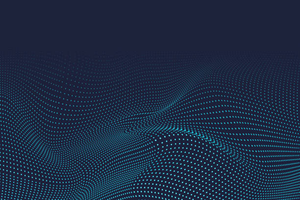 Abstract wavy halftone dots background Wave line of flowing particles abstract vector background, smooth curvy shape dots fluid array. wave pattern stock illustrations