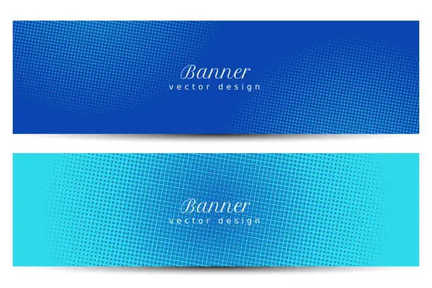 Vector illustration of Halftone style banners set