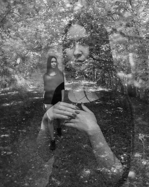 istock Emotional woman portrait outdoors. Creative. Double exposure 1342379193