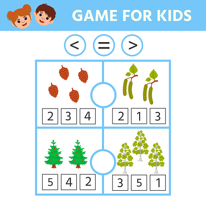 Little Math Compare Math Game For Kids Comparison More Less Equal Educational Page For ...