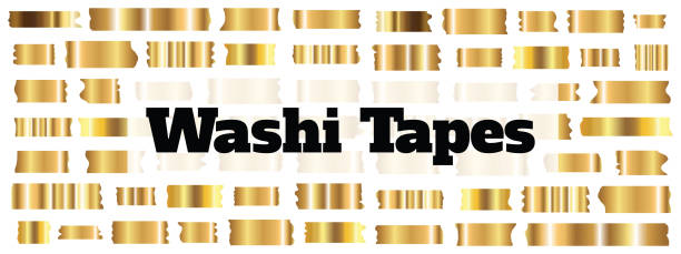 Gold Washi Tape Strips Washy Tape Ordecorative Adhesive Strips Stock  Illustration - Download Image Now - iStock