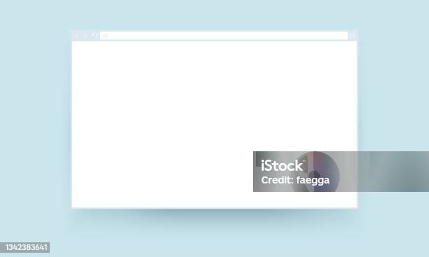 Blank Browser Window Desktop Computer Frame Vector Clay Mockup Stock ...