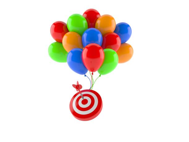 istock Bull's eye with colorful balloons 1342387650