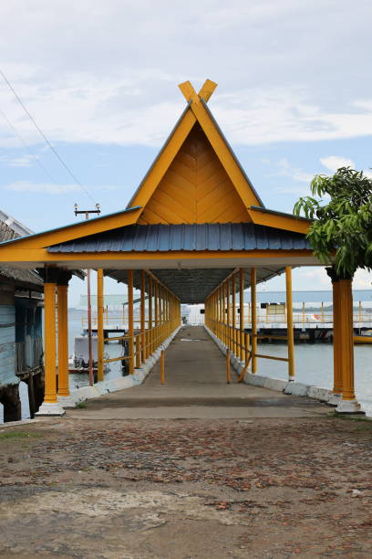 istock Yellow and traditional ship port dock gate 1342391456