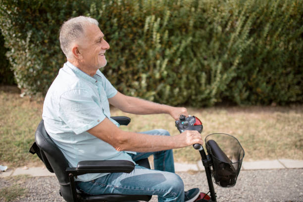 istock Senior man with a disability on street 1342391798