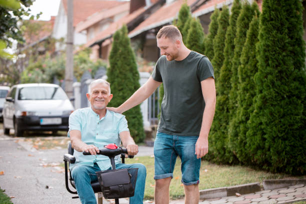 istock Father with  disability spends quality time outside with son 1342392375