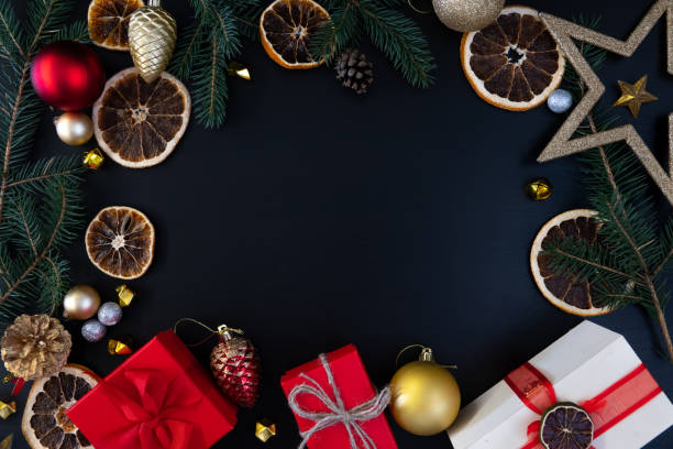 istock Happy New Year card on black background 1342393725