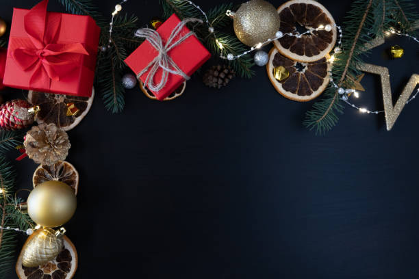 istock Happy New Year card on black background 1342393914