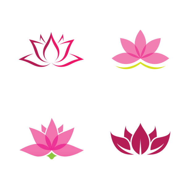 Stylized lotus flower icon vector Stylized lotus flower icon vector lotus flower stock illustrations