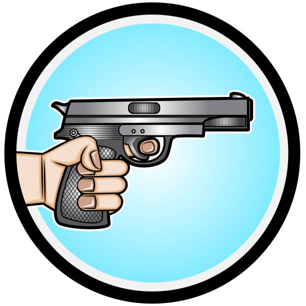 Illustration of a Hand Hold A Gun vector art illustration