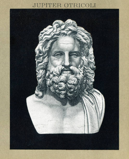 ilustrações, clipart, desenhos animados e ícones de colossal cabeça do deus grego júpiter de otricoli roma 1898 - zeus olympia statue god