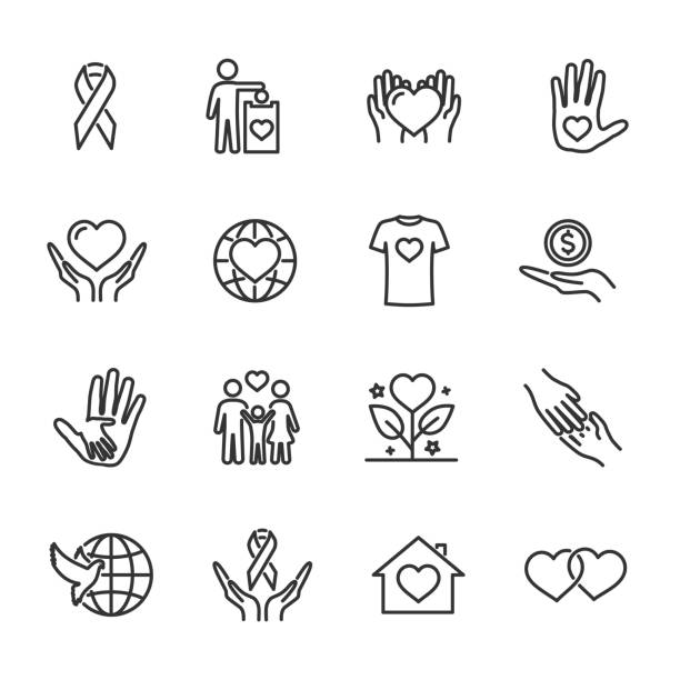 ilustrações de stock, clip art, desenhos animados e ícones de vector set of charity, donation, peace line icons. - forgiveness