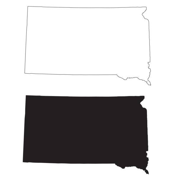 illustrations, cliparts, dessins animés et icônes de carte du dakota du sud sur fond blanc. panneau de carte de l’état du dakota du sud. plan de la carte du dakota du sud. style plat. - map dakota south dakota north