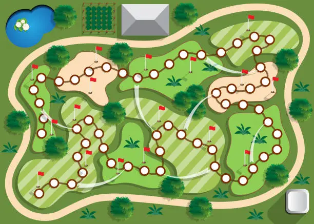 Vector illustration of A board game on the theme of golf.