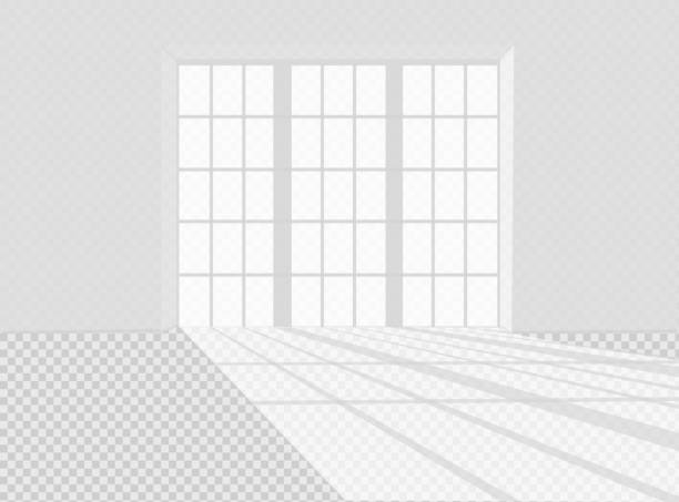 illustrations, cliparts, dessins animés et icônes de chambre blanche vide avec lumière du soleil. illustration vectorielle. - abstract backgrounds architecture sunbeam