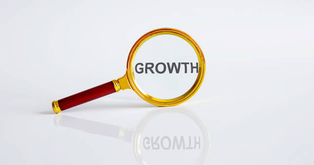 istock Magnifier with text GROWTH on the white background 1342415340
