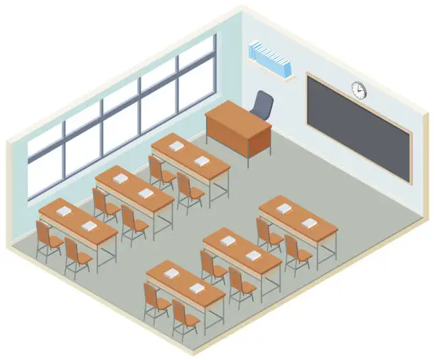 Vector illustration of College Classroom
