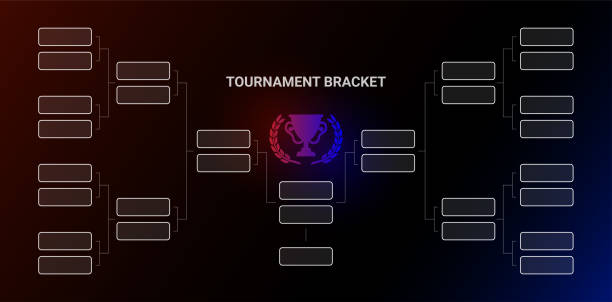 勝者のカップと花輪を持つトーナメントブラケット選手権。ベクトル設計 - playoffs点のイラスト素材／クリップアート素材／マンガ素材／アイコン素材