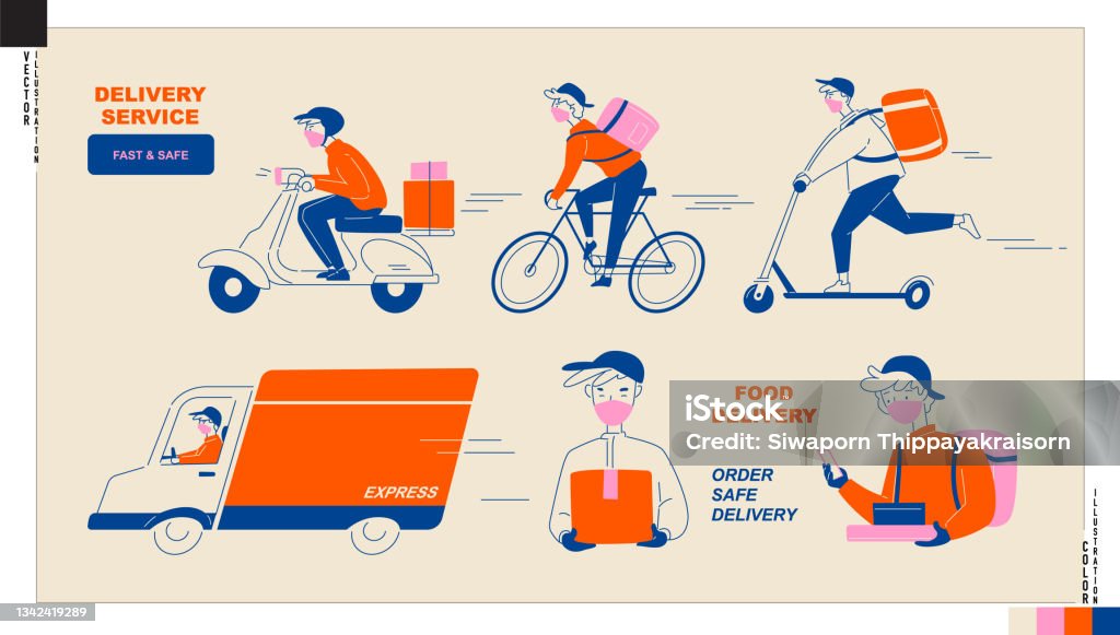 Delivery man cartoon icon - Royalty-free Leveren vectorkunst