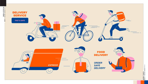 delivery man cartoon icon - kurye stock illustrations